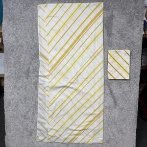 VTG 70s Cannon Monticello Full Flat Sheet 94x78 Yellow Stripe Cotton Blend USA